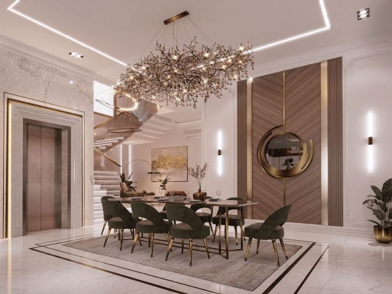 các mẫu thiết kế nội thất biệt thự cổ điển đẹp nhất hiện nay 6 mau thiet ke noi that phong an co dien co den chum lon long lay