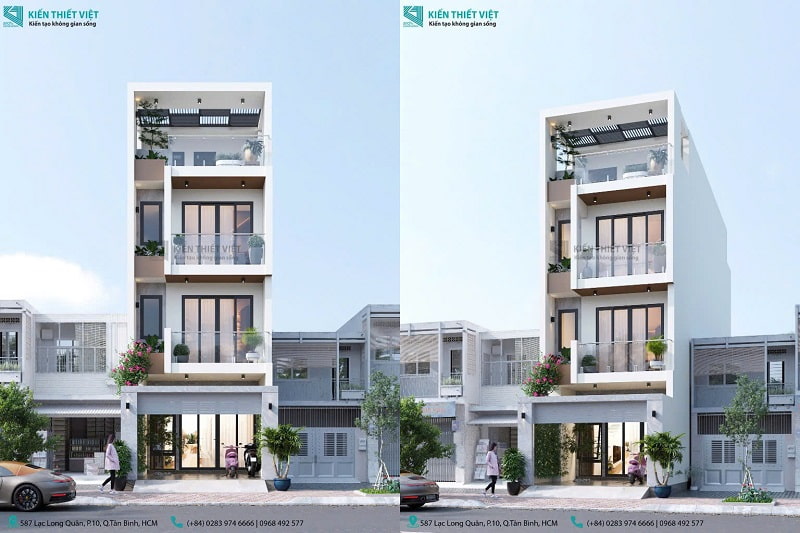 Mẫu Nhà Phố Kết Hợp Kinh Doanh Mặt Tiền 5m Tối Ưu Không Gian 8 mo phong mau nha pho 1 tret 2 lau tai kien thiet viet