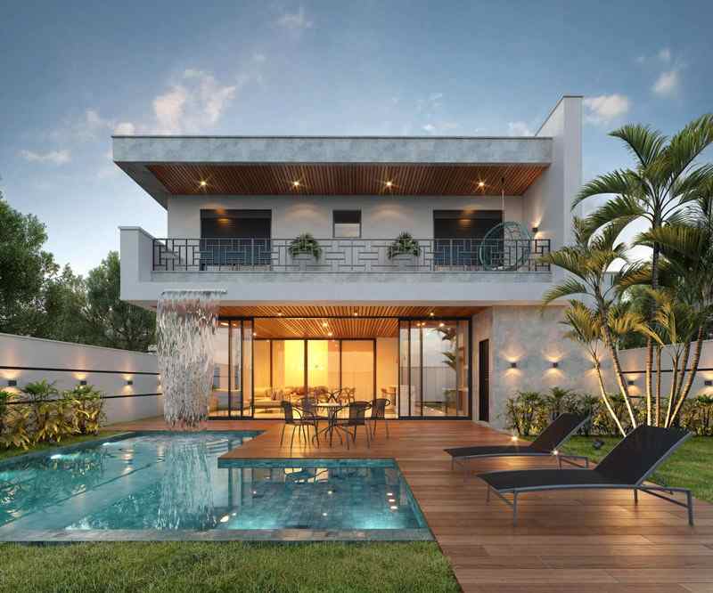 Giới thiệu các mẫu thiết kế nhà lầu có hồ bơi đang thịnh hành nhất hiện nay 4 nha lau hien dai tich hop ho boi