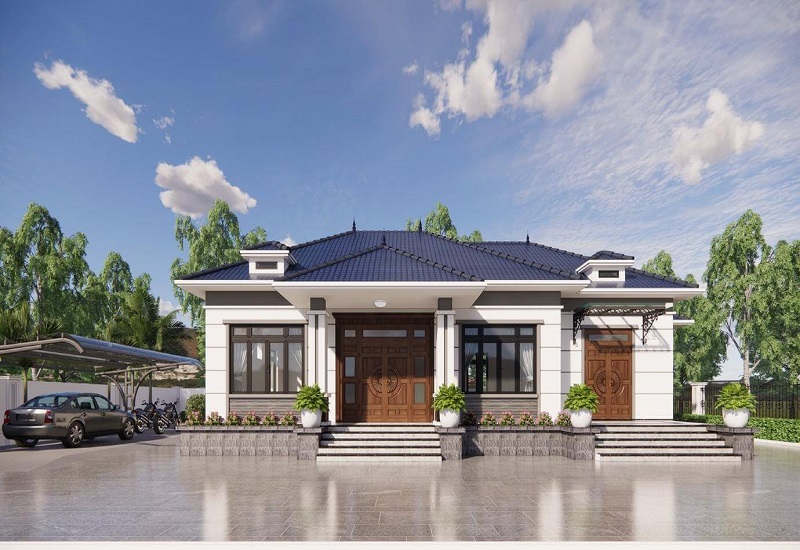 Các mẫu nhà mái Nhật 1 tầng đẹp và hiện đại năm 2024 3 nha mai nhat 1 tang hien dai va sang trong day du tien nghi