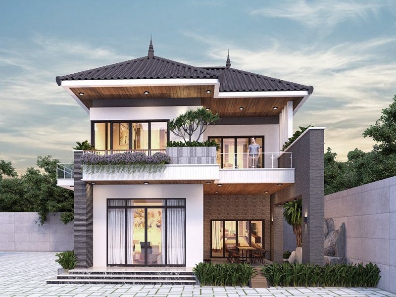 Thiết Kế Nhà Phố Mặt Tiền 7m 2 Tầng Hiện Đại 2 nha ngang 7m cung co mot so nhuoc diem can luu y