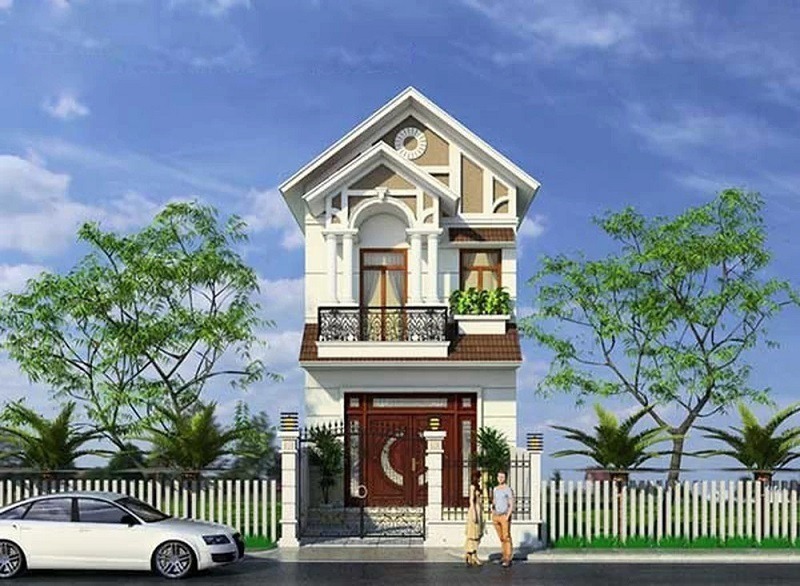 Thiết Kế Nhà Ống 2 Tầng Mái Thái Mặt Tiền 5m 7 nha ong 2 tang mai thai mat tien 5m voi 2 phong ngu