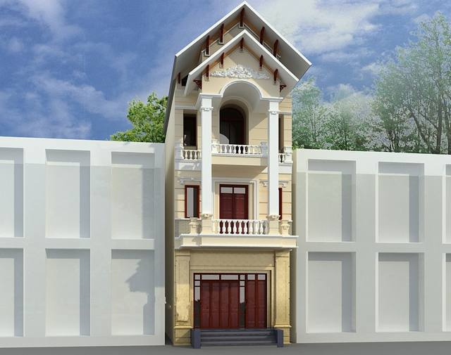 99++ mẫu nhà ống 3 tầng kiểu Pháp hiện đại, tinh tế top đầu 2 nha ong 3 tang kieu phap chu trong toi tinh doi