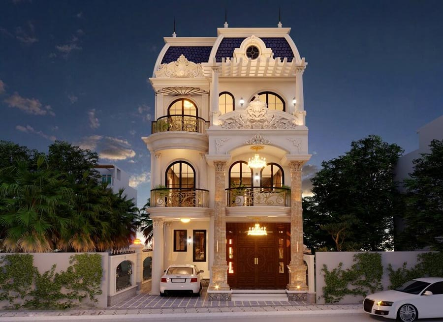 99++ mẫu nhà ống 3 tầng kiểu Pháp hiện đại, tinh tế top đầu 1 nha ong 3 tang kieu phap vua co net dep co dien vua co phong cach hien dai