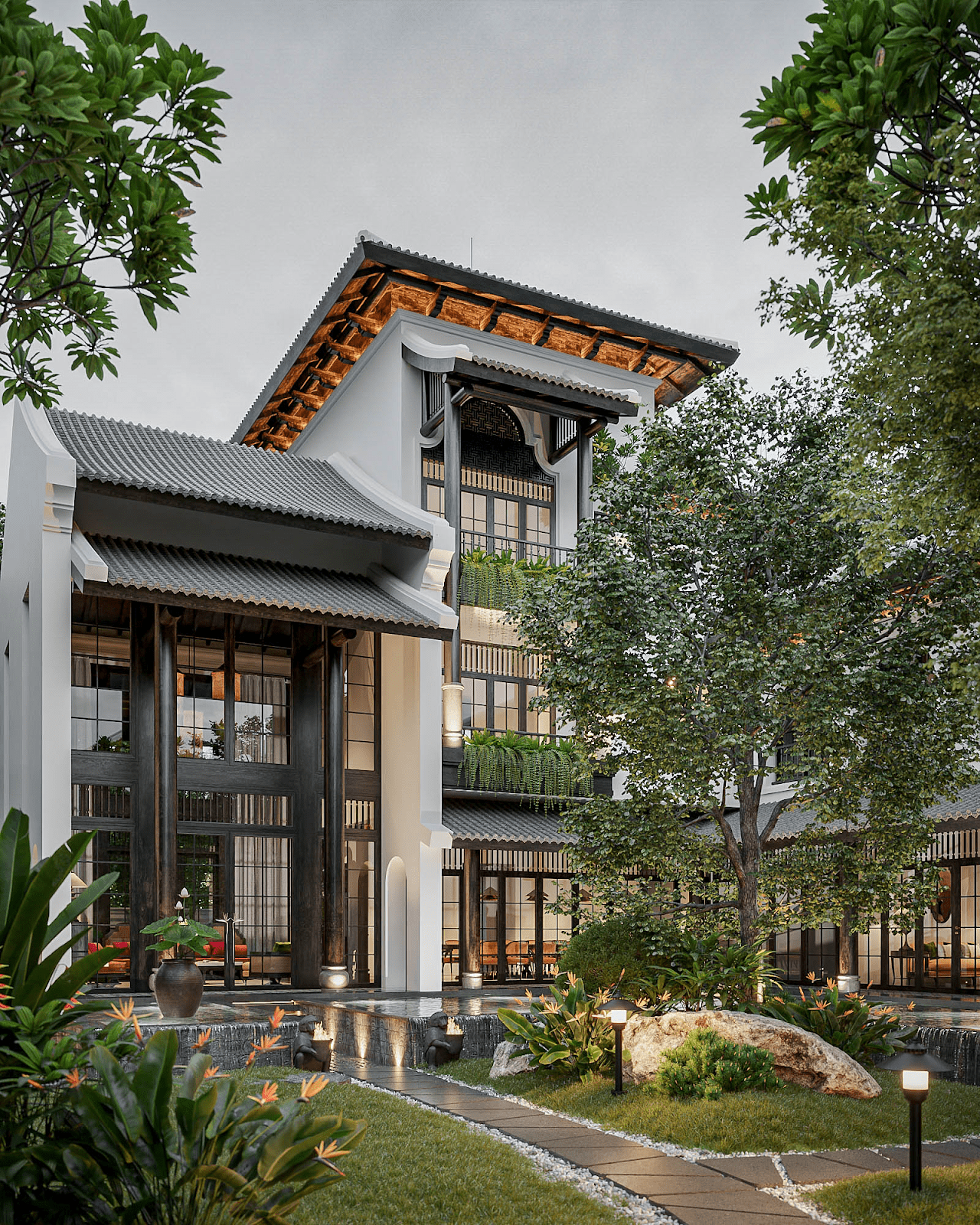 Các mẫu nhà phố Indochine đẹp, sang trọng, hiện đại nhất 2024 2 nha pho indochine mang lai khong gian hoai co sang trong