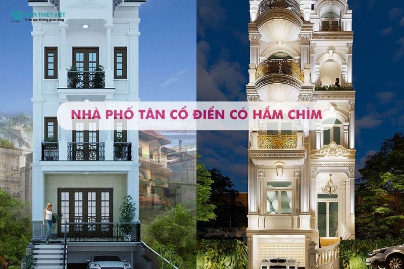 Thiết Kế Mẫu Nhà Có Tầng Hầm Chìm 5x20 Hiện Đại 8 nhà phố tân cổ điển có tầng hầm chìm