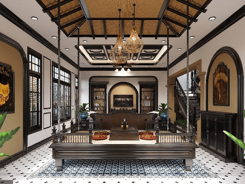 Các mẫu nhà phố Indochine đẹp, sang trọng, hiện đại nhất 2024 13 noi that sang trong ben trong kien truc nha pho indochine