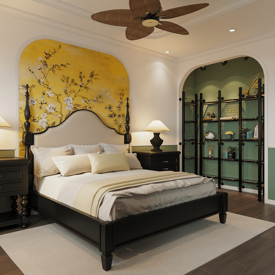 Các mẫu nhà phố Indochine đẹp, sang trọng, hiện đại nhất 2024 8 phong ngu vo cung tinh te sang trong theo phong cach indochine