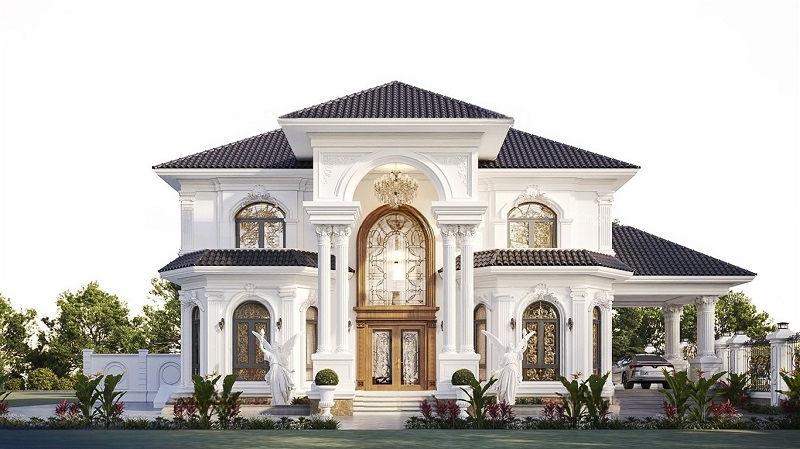 Biệt Thự Mini 2 Tầng Kiểu Pháp: Sự Kết Hợp Hoàn Hảo Giữa Cổ Điển Và Hiện Đại 7 san vuon biet thu rong rai gan gui thien nhien