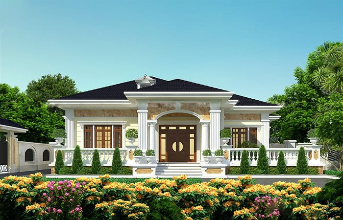Khám Phá Kiến Trúc Biệt Thự Cổ Điển Pháp Đẳng Cấp Hoàng Gia 7 san vuon va canh quan duoc thiet ke rat cong phu