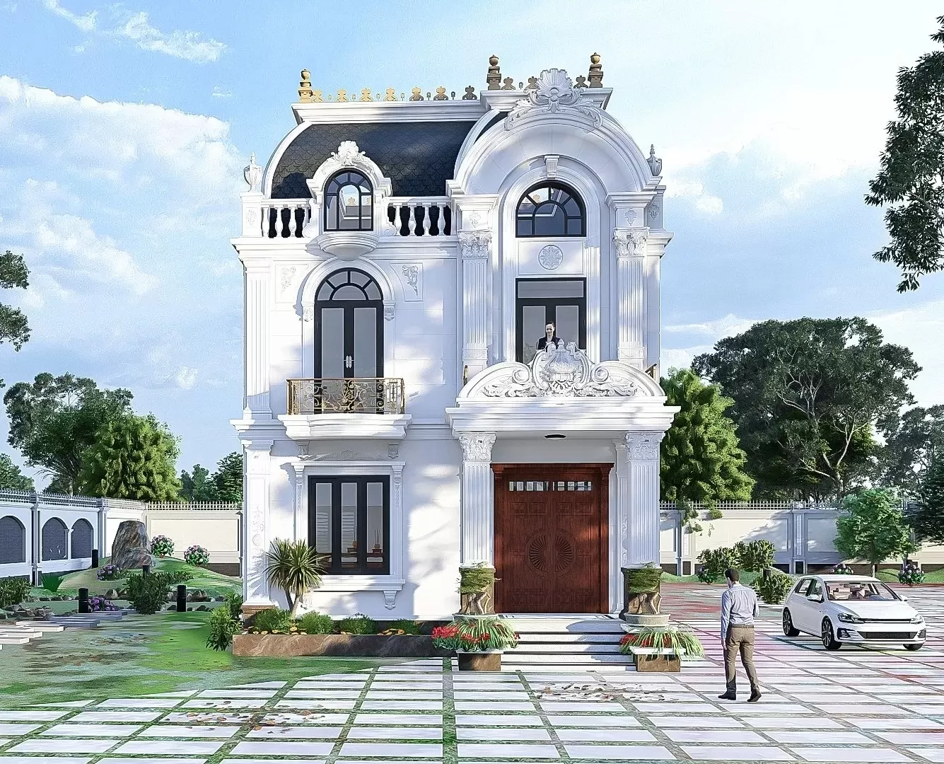 Biệt Thự Mini 2 Tầng Kiểu Pháp: Sự Kết Hợp Hoàn Hảo Giữa Cổ Điển Và Hiện Đại 4 thiet ke biet thu 2 tang kieu phap phai dam bao cong nang su dung
