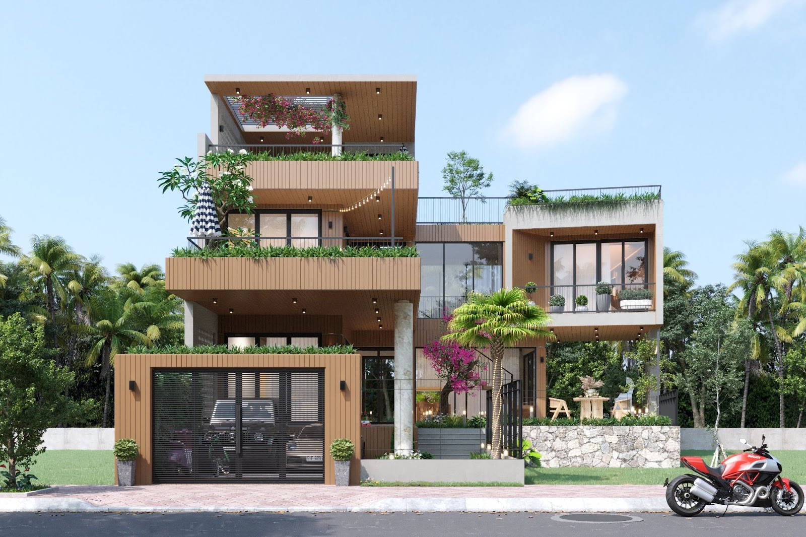Mẫu Nhà 2 Mặt Tiền Đẹp Kết Hợp Kinh Doanh Và Sinh Hoạt 5 thiet ke biet thu 2 tang mat tien 8m cho mat bang vo cung rong rai
