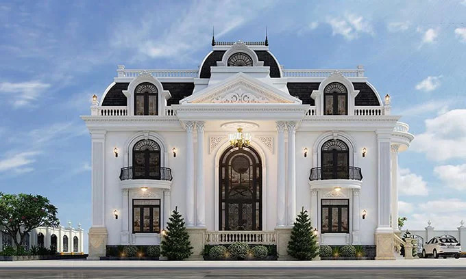 Khám Phá Kiến Trúc Biệt Thự Cổ Điển Pháp Đẳng Cấp Hoàng Gia 3 thiet ke he cot va mai vom noi bat