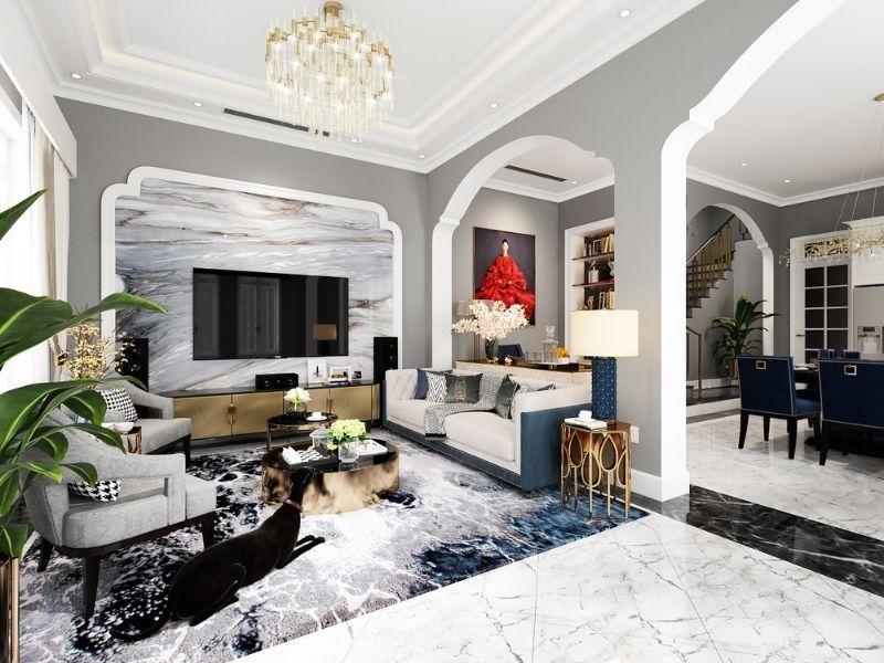 Biệt Thự Mini 2 Tầng: Thiết Kế Hiện Đại, Tối Ưu Không Gian Sống 5 thiet ke kien truc tang 1 co su gan ket giua cac khong gian phong voi nhau
