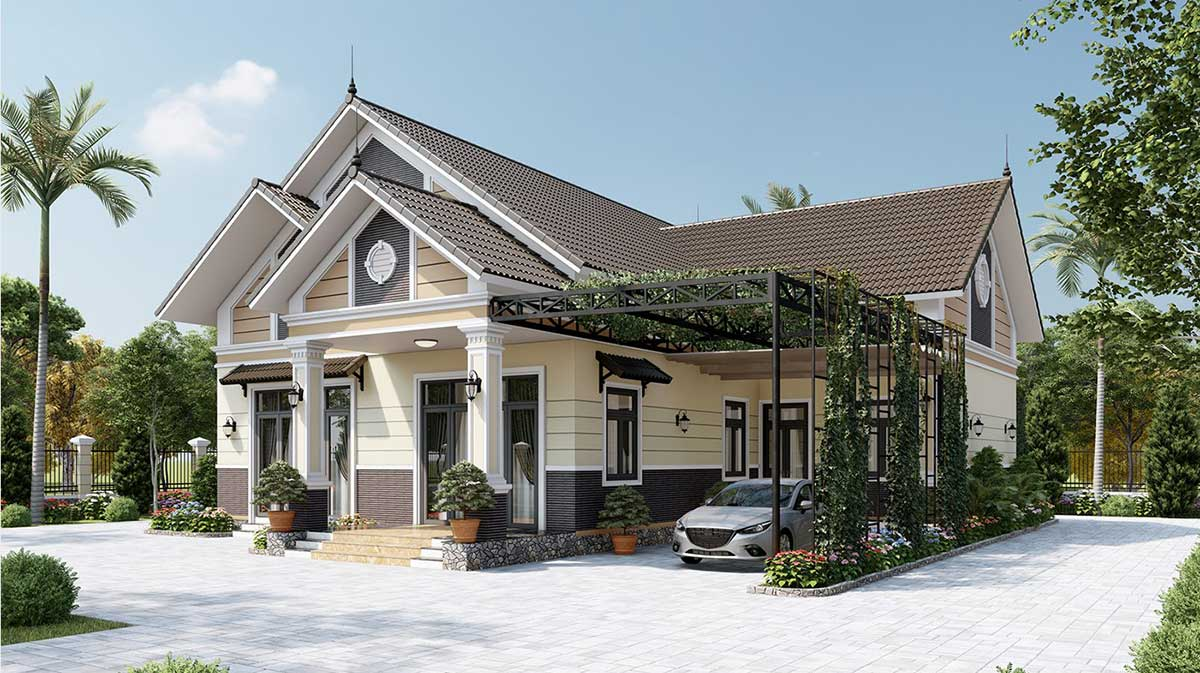 30+ mẫu thiết kế nhà vườn 500m2 sang trọng tiện nghi cho mọi gia đình 3 Thiết kế nhà vườn 500m2 mái Thái rất phù hợp với khí hậu Việt Nam
