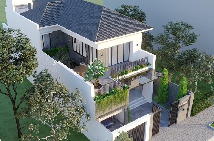 Thiết Kế Mẫu Nhà Phố 2 Tầng 5x13m Đẹp Và Tiện Nghi 8 thiet ke san vuon va canh quan cho nha pho 2 tang