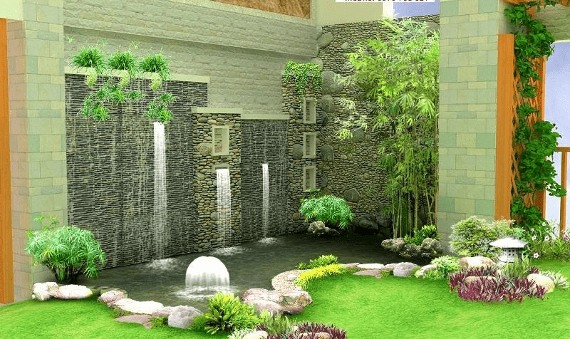 Quy trình chi tiết thi công tiểu cảnh sân thượng đầy đủ từ A-Z 5 tieu canh nuoc mang lai su thu gian yen binh va sinh dong cho san thuong